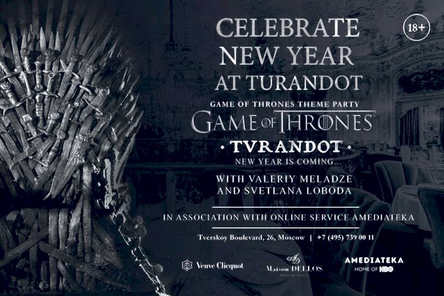 On New Year’s Eve Turandot will turn into the legendary Seven Kingdoms and  will host an unforgettable feast of ice and fire.